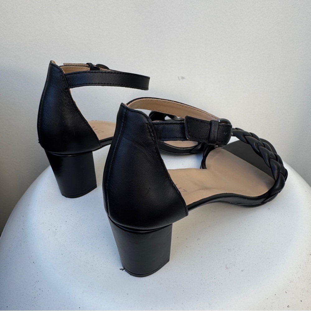 Naturalizer Black Leather Ankle Strap Heeled Sandals Size 9 - Picture 6 of 9